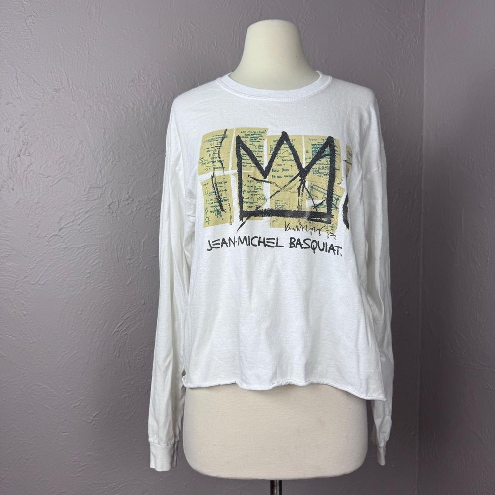 M/L Goodie Two Sleeves x Jean-Michel Basquiat Cropped Long Sleeve Graphic Tee